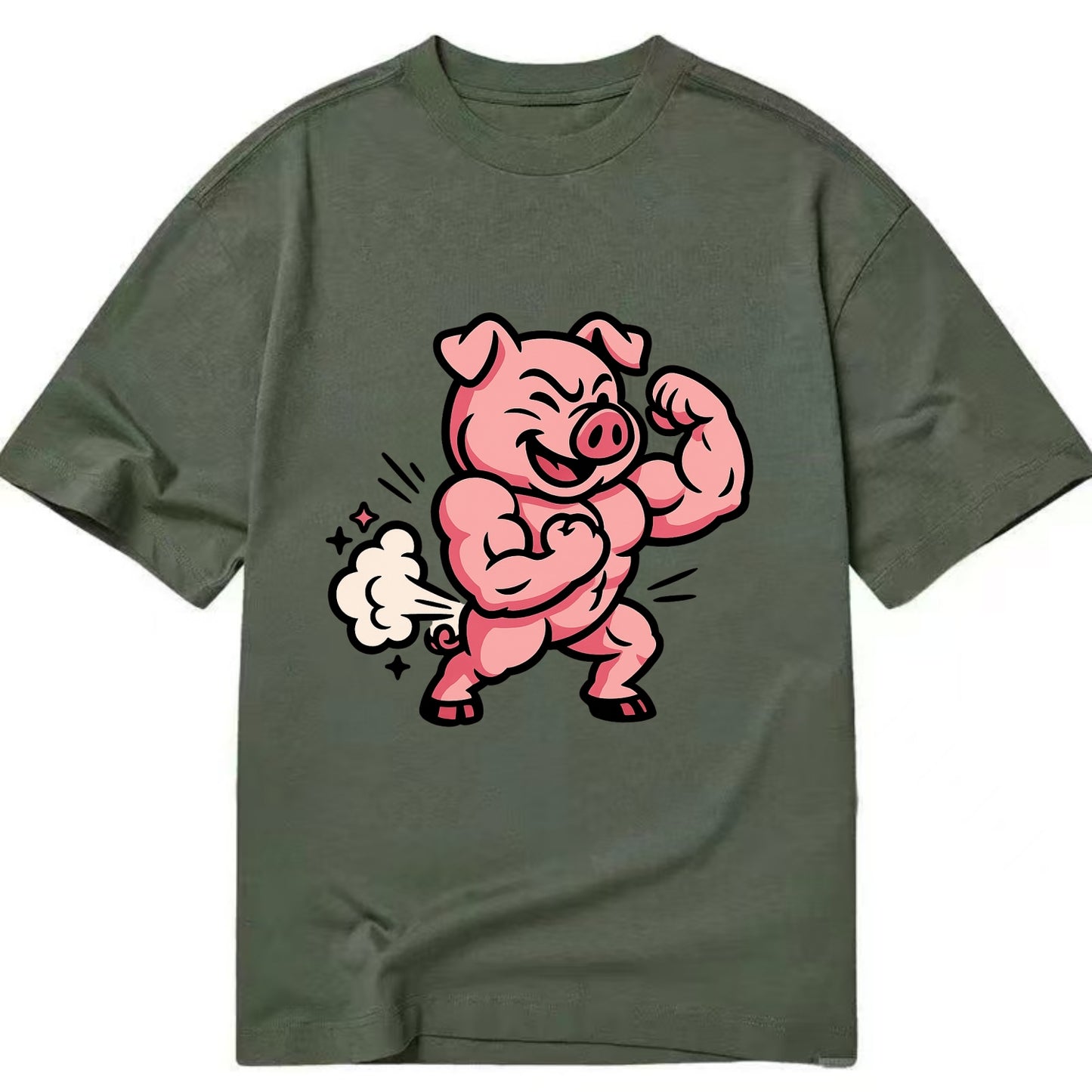 Strong Pig - Classic T-shirt - Army Green