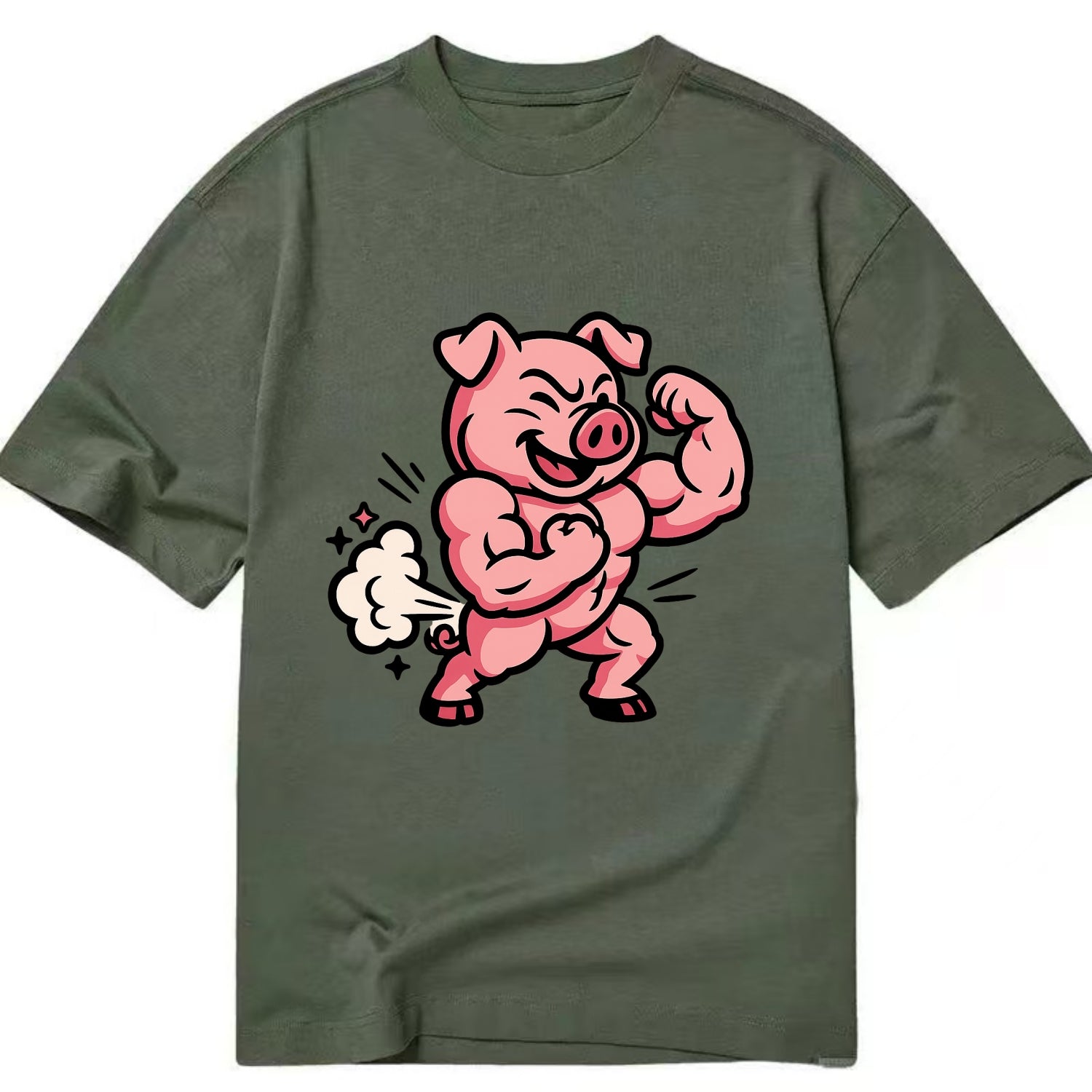 Strong Pig - Classic T-shirt - Army Green