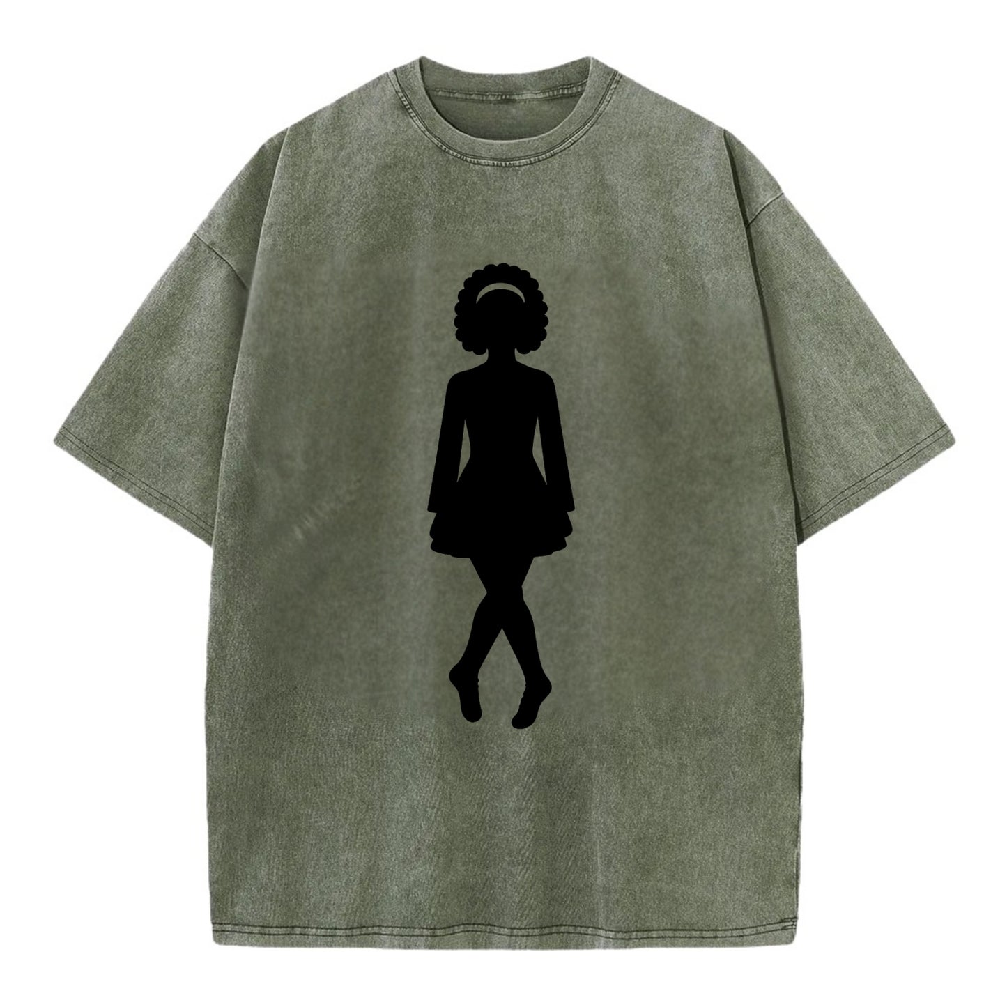Irish step dancer traditional pose - Vintage T-shirt - Army Green