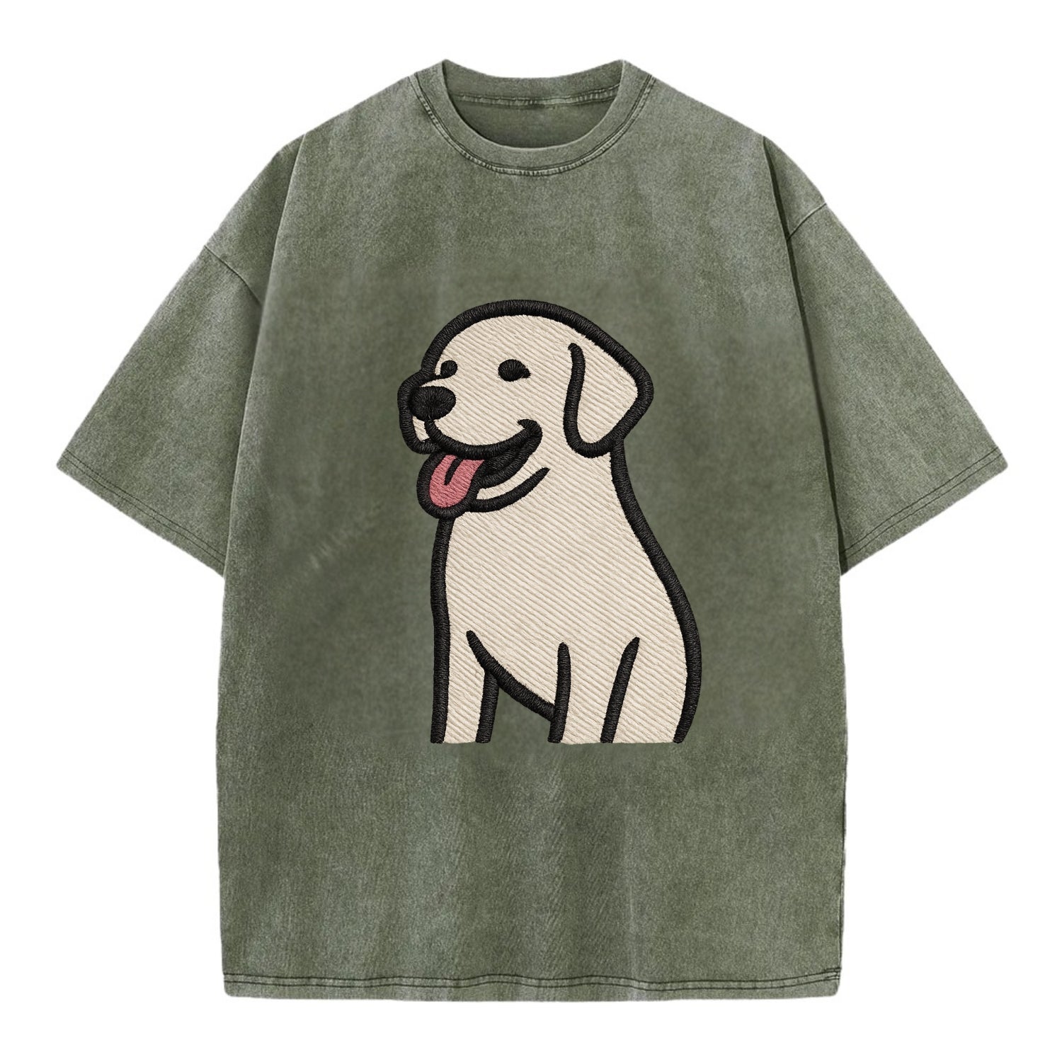 Labrador - Happy panting expression - Vi Vintage T-shirt - Army Green