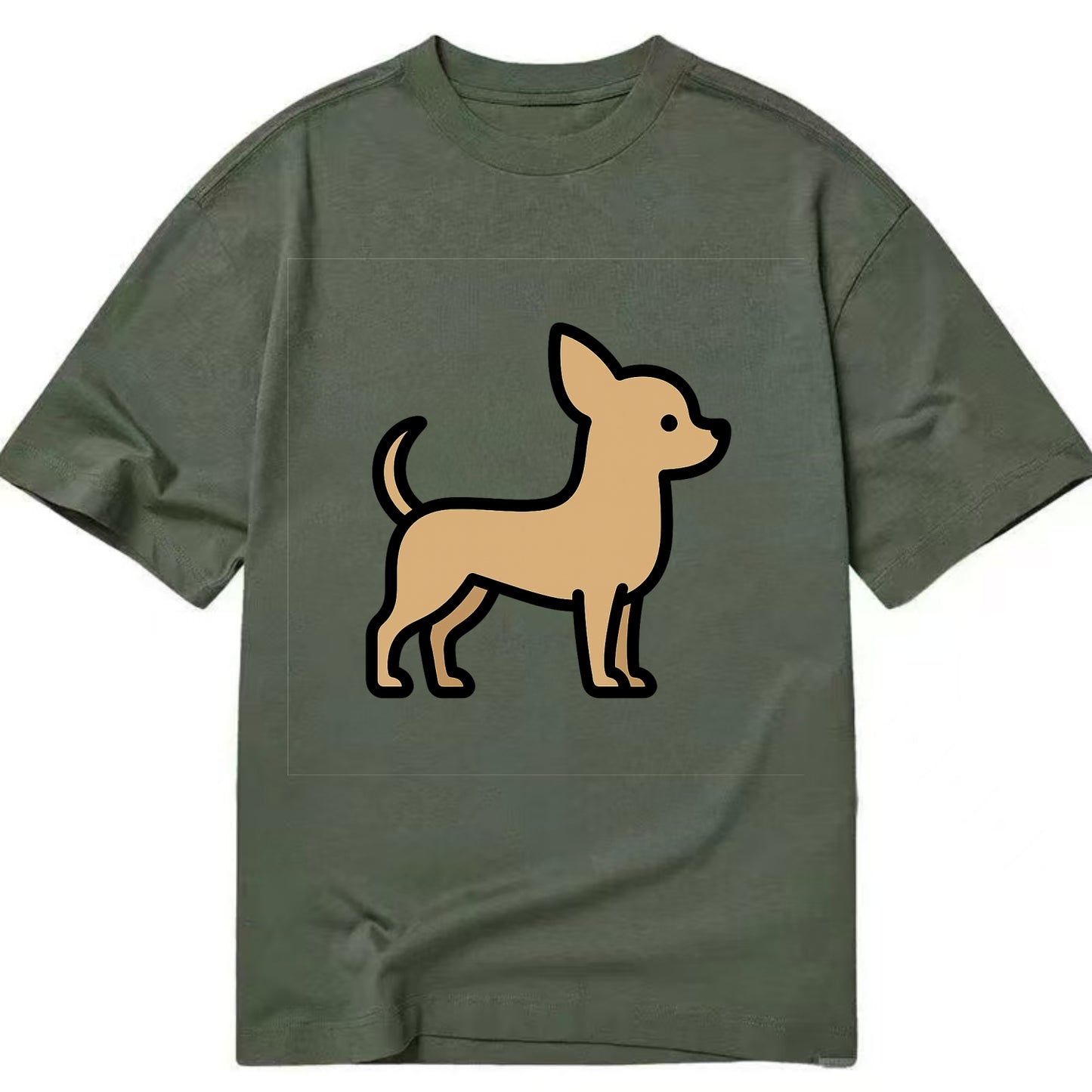 Chihuahua - Tan smooth coat flat side profile - Classic T-shirt - Army Green