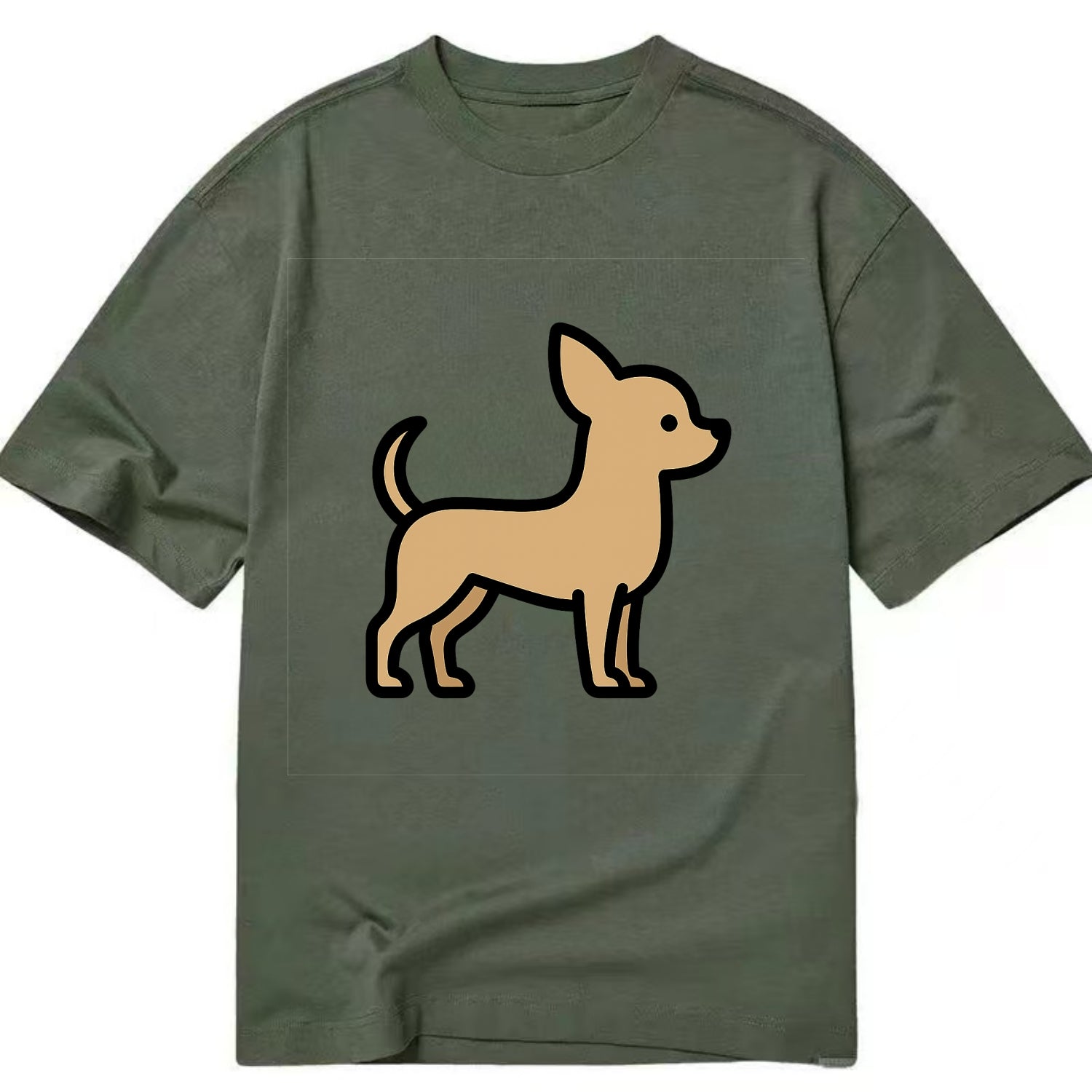 Chihuahua - Tan smooth coat flat side profile - Classic T-shirt - Army Green