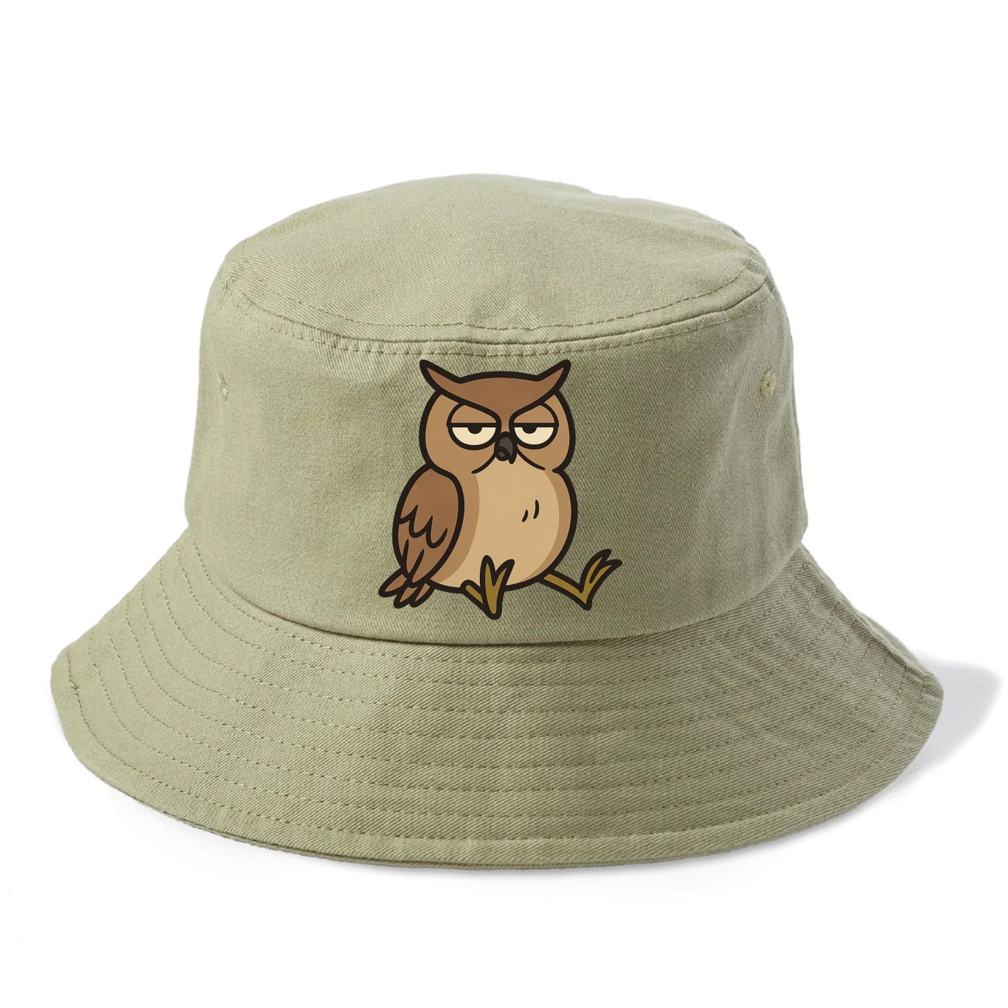 The Owl Judging Silently - Bucket Hat - Army Green