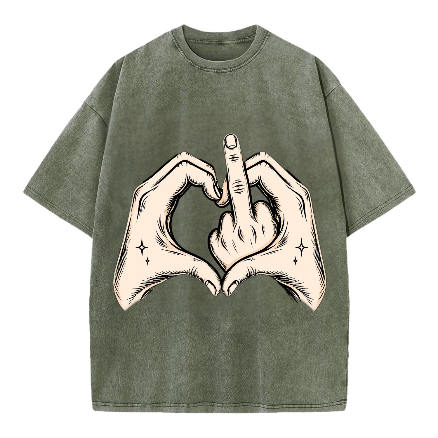Love You Symbol - Vintage T-shirt - Army Green