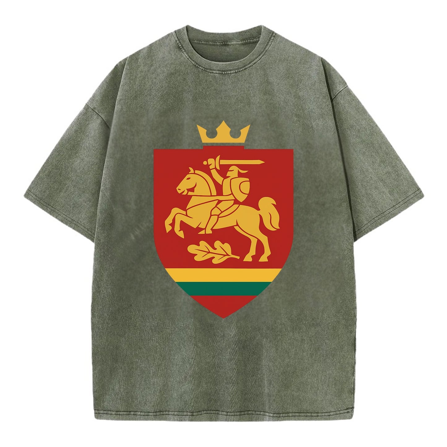 Lithuania Royal Logo  - Vintage T-shirt - Army Green
