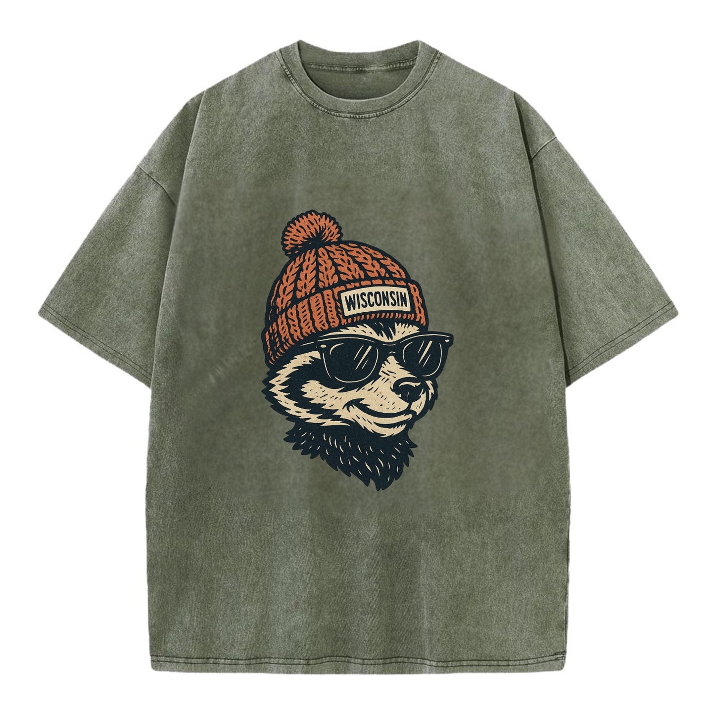 Madison Badge - Vintage T-shirt - Army Green