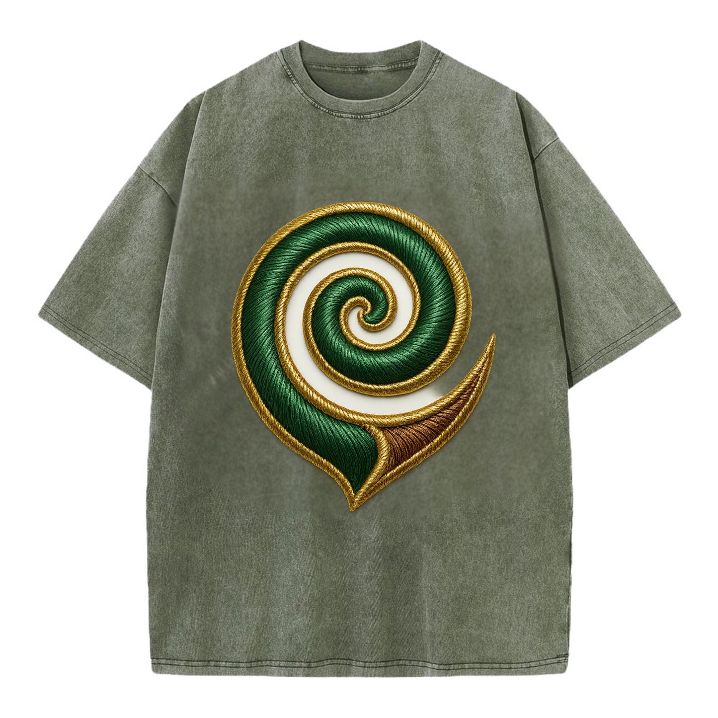 Maori Koru  - Vintage T-shirt - Army Green