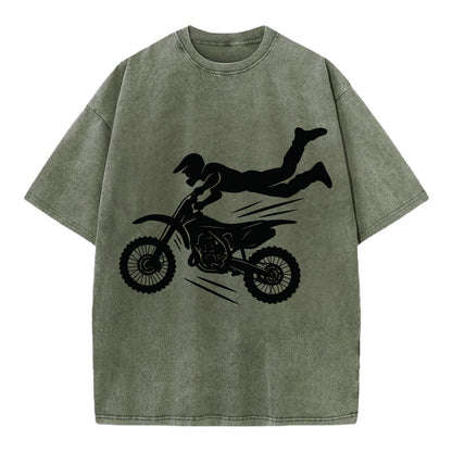 Motocross rider airborne trick - Vintage T-shirt - Army Green