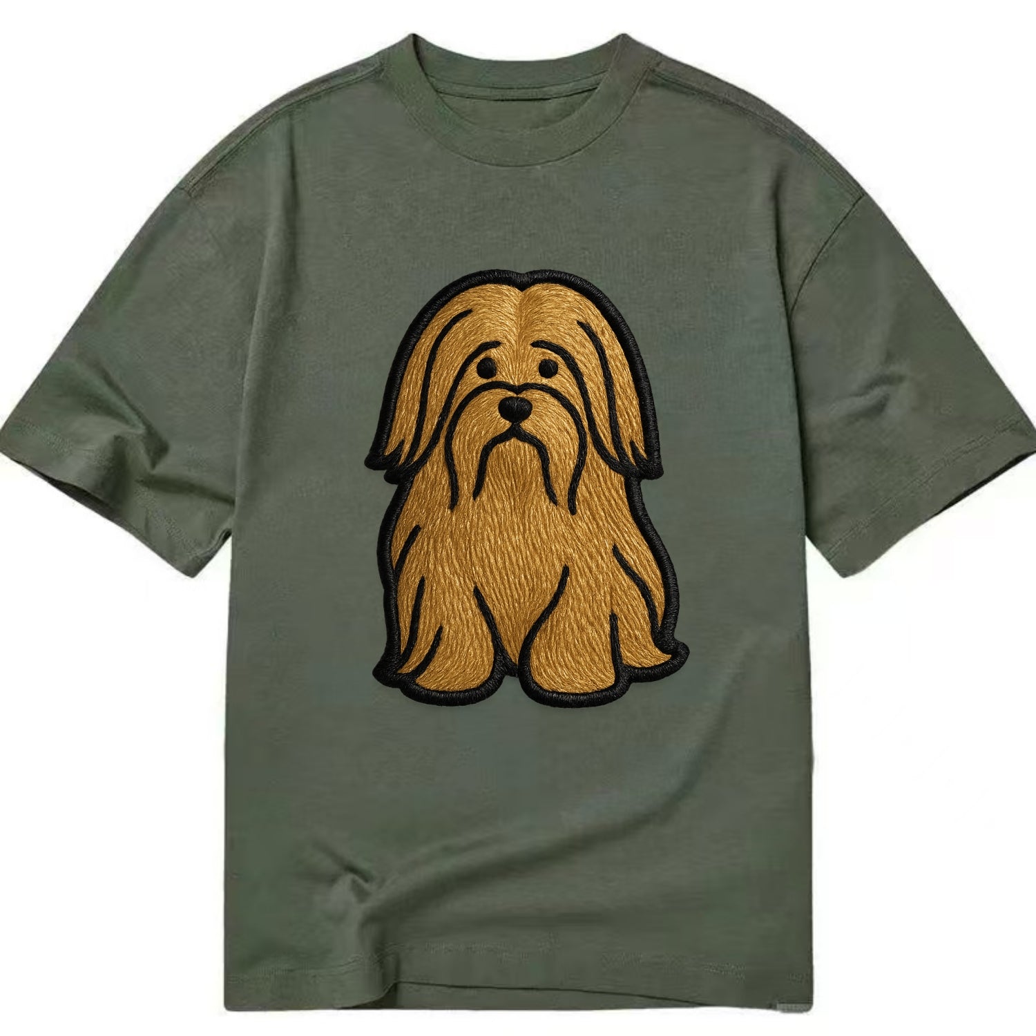 Lhasa Apso - Trendy long-haired design w - Classic T-shirt - Army Green
