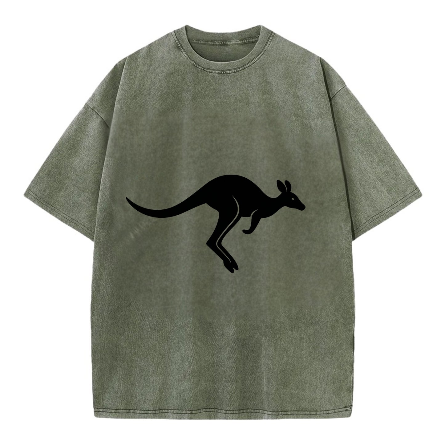 Kangaroo leaping across outback - Vintage T-shirt - Army Green