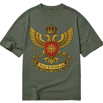 Macedonia Heritage Badge  - Classic T-shirt - Army Green