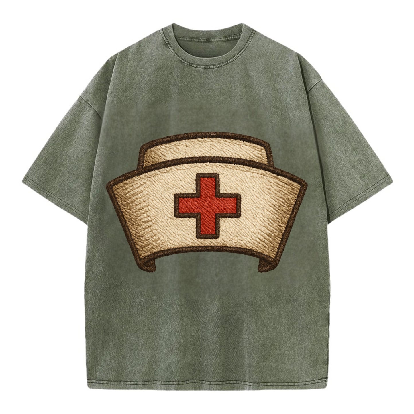 Nurse Cap  - Vintage T-shirt - Army Green