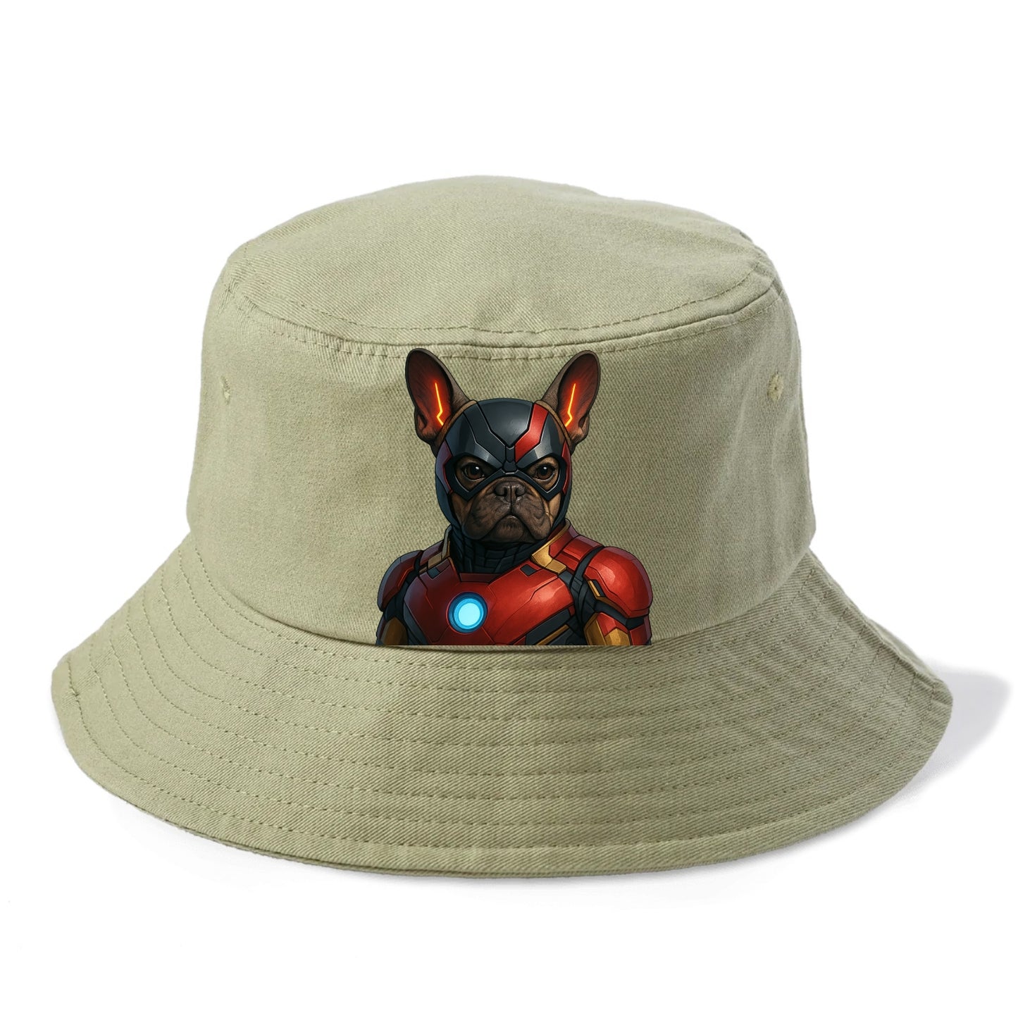 French Bulldog Iron Man  - Bucket Hat - Army Green