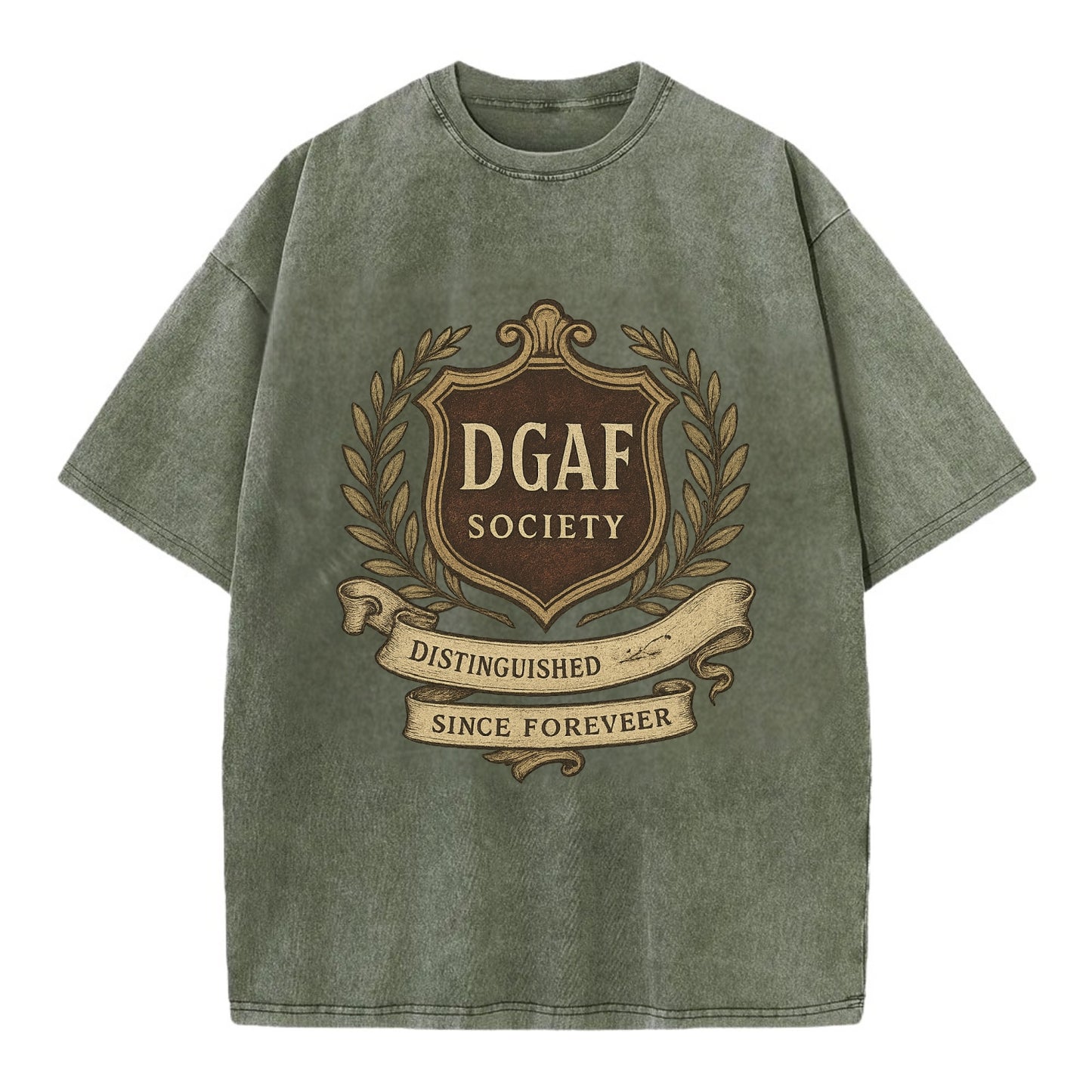 Official membership card design - "DGAF Society - Distinguished Members Since - Vintage T-shirt - Army Green