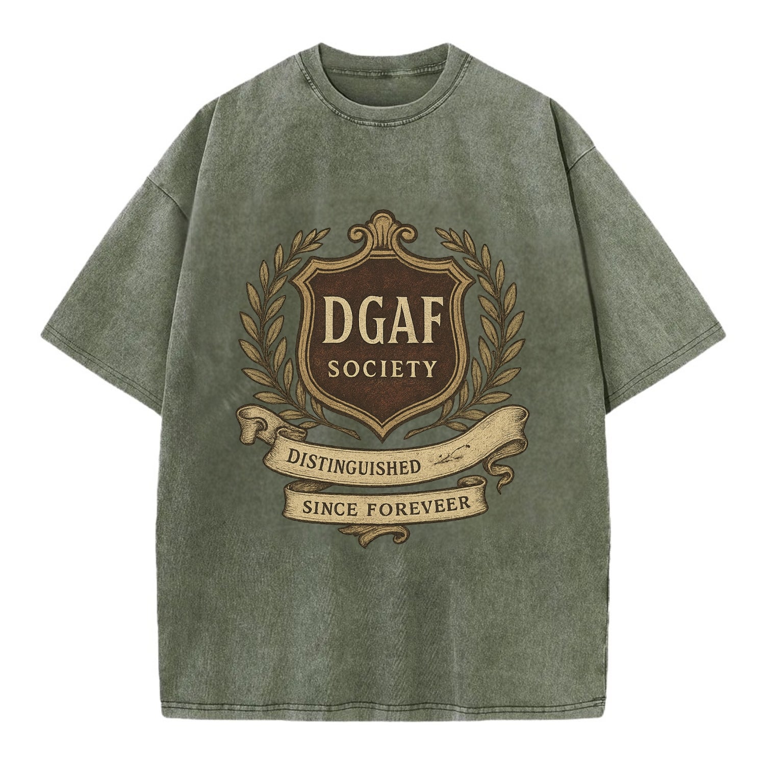 Official membership card design - "DGAF Society - Distinguished Members Since - Vintage T-shirt - Army Green