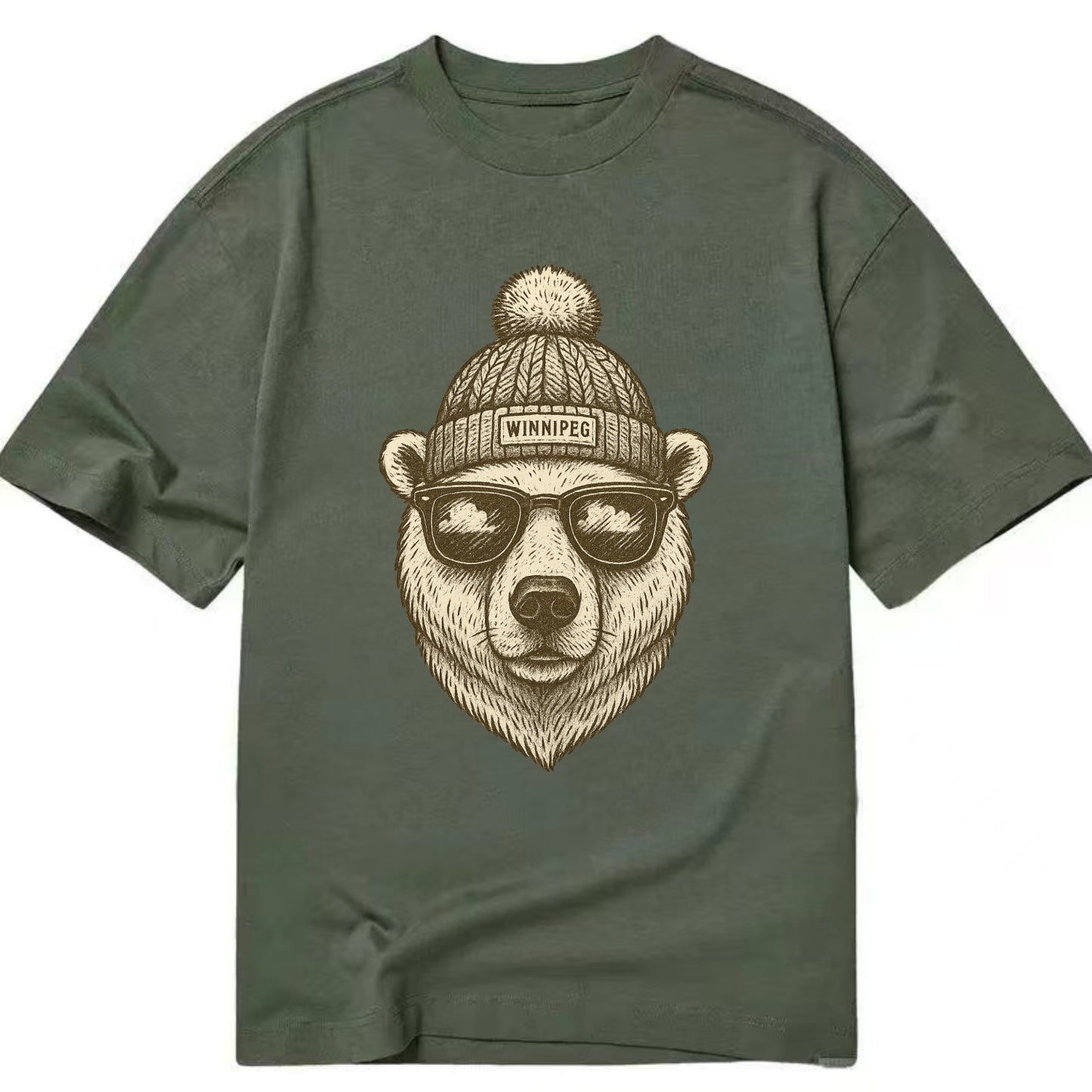 Winnipeg Polar Bear wearing Winnipeg bea - Classic T-shirt - Army Green