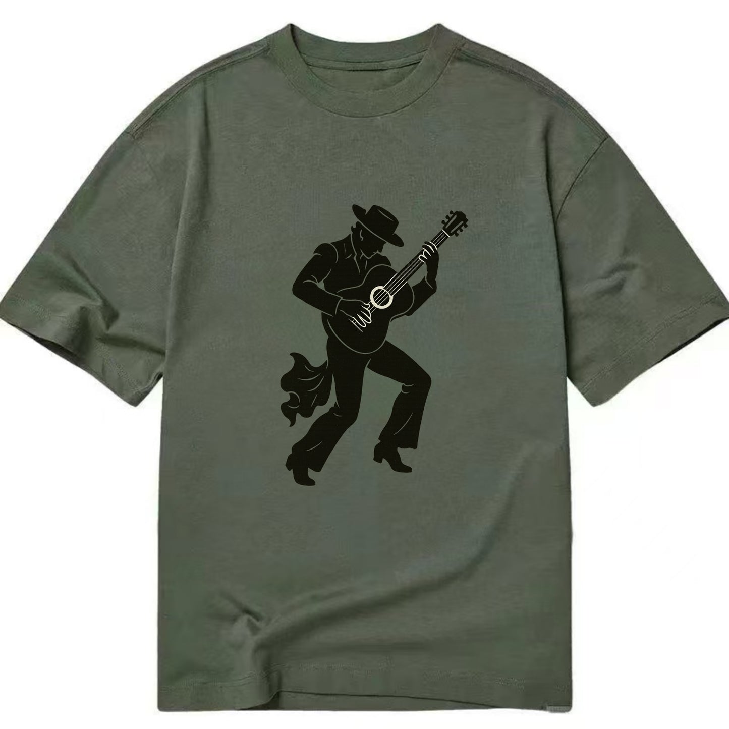Flamenco guitarist dramatic pose - Classic T-shirt - Army Green