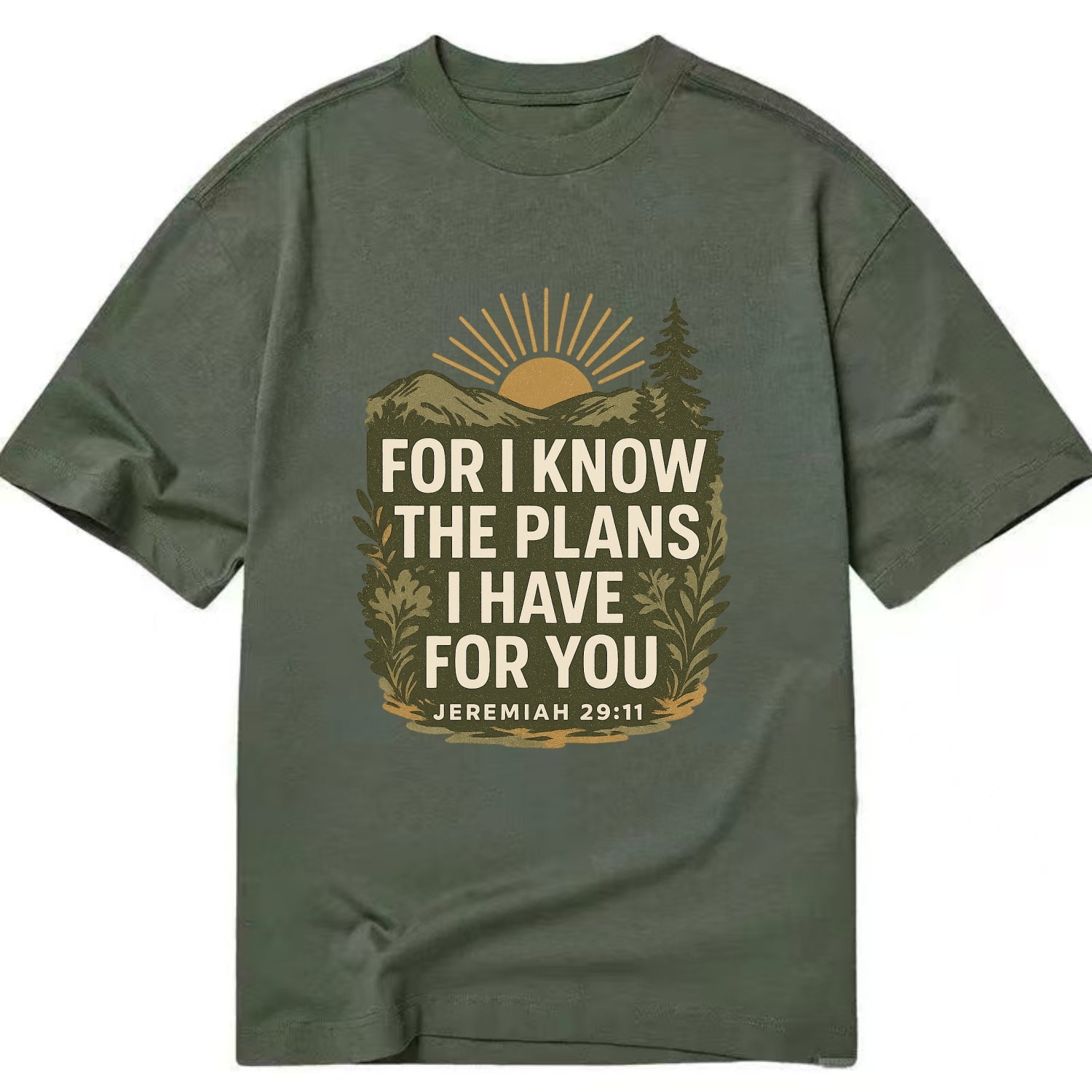 Jeremiah 29:11 Sunrise - Classic T-shirt - Army Green