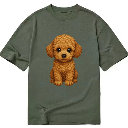Baby Poodle Puppy - curly fluffy coat, intelligent eyes, elegant snout, - Classic T-shirt - Army Green