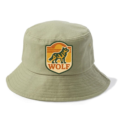 Digital Pixel Wolf  - Bucket Hat - Army Green