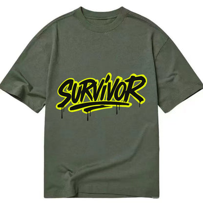Bold typography design - "SURVIVOR" - overcomer, still standing, made it through - Classic T-shirt - Army Green