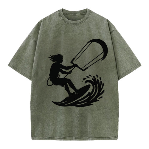 Kite surfer riding wave - Vintage T-shirt