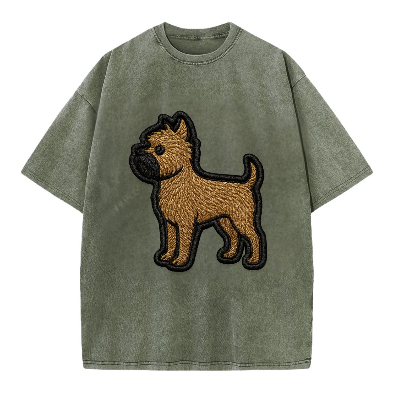 Affenpinscher - Contemporary wiry design - Vintage T-shirt - Army Green