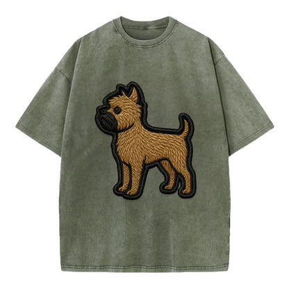 Affenpinscher - Contemporary wiry design - Vintage T-shirt - Army Green