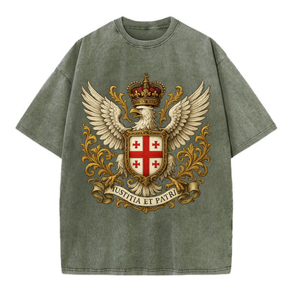 Georgia White Eagle Emblem  - Vintage T-shirt - Army Green