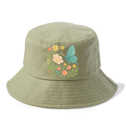 Mint Night Butterfly - Bucket Hat - Army Green