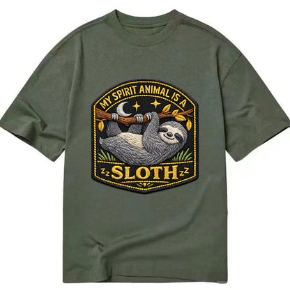 MY SPIRIT ANIMAL IS A SLOTH - lazy sloth in gray , slow life - Classic T-shirt - Army Green