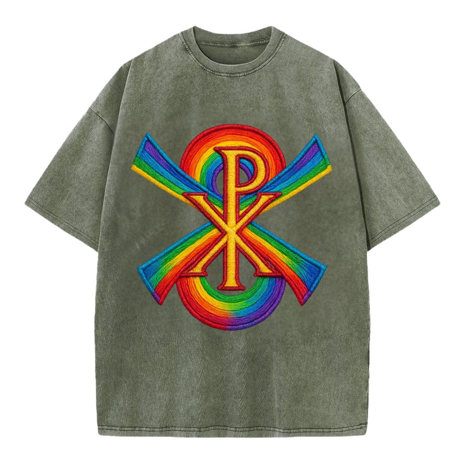 Chi Rho  - Vintage T-shirt - Army Green