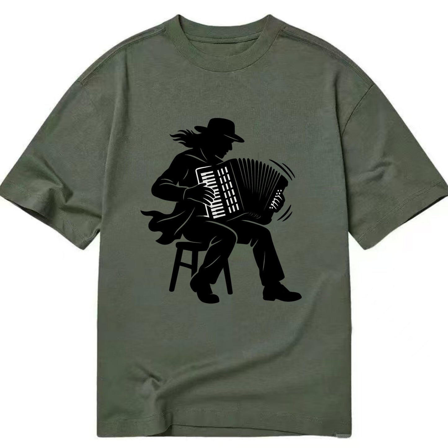 Accordion player street musician - Classic T-shirt - Army Green