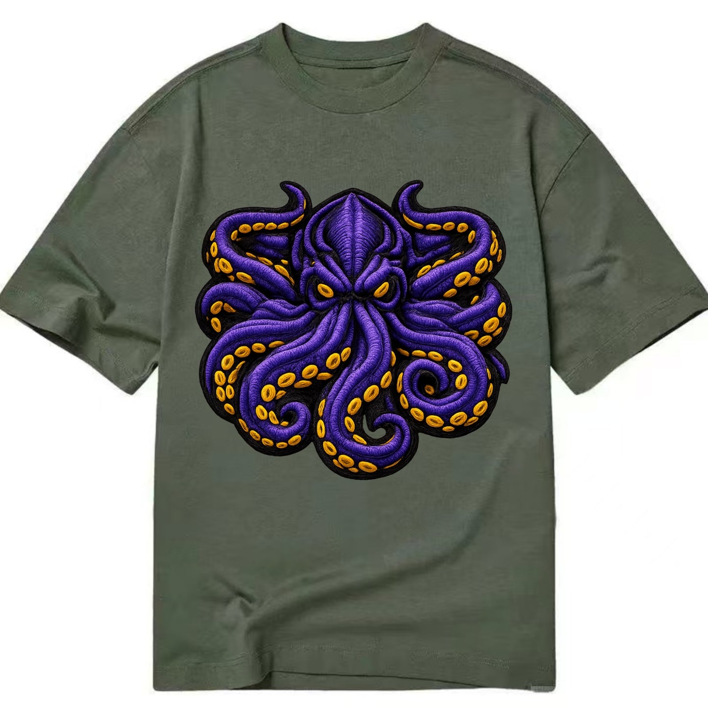 KRAKEN TENTACLES - sea monster in purple and black , deep sea - Classic T-shirt - Army Green
