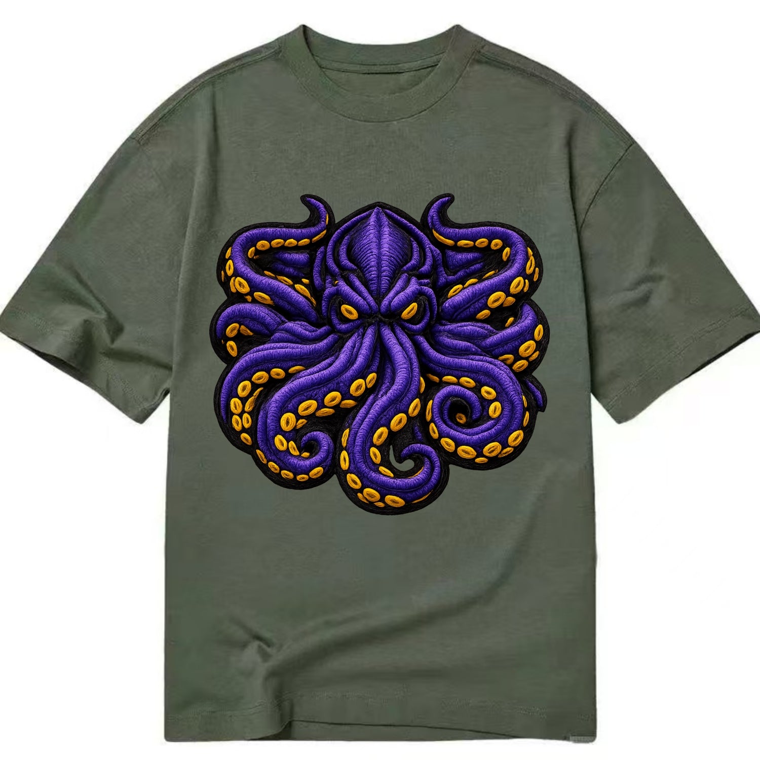 KRAKEN TENTACLES - sea monster in purple and black , deep sea - Classic T-shirt - Army Green