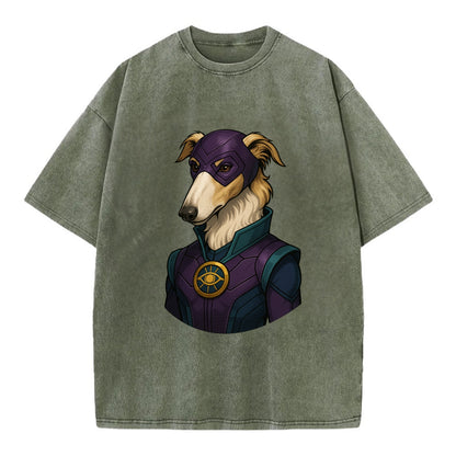 Borzoi Mystic Hero  - Vintage T-shirt - Army Green