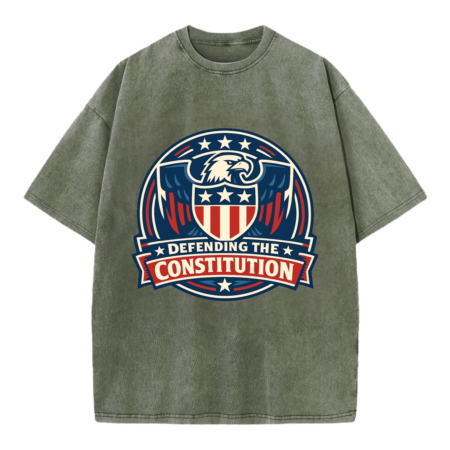 Defend Constitution - Vintage T-shirt - Army Green