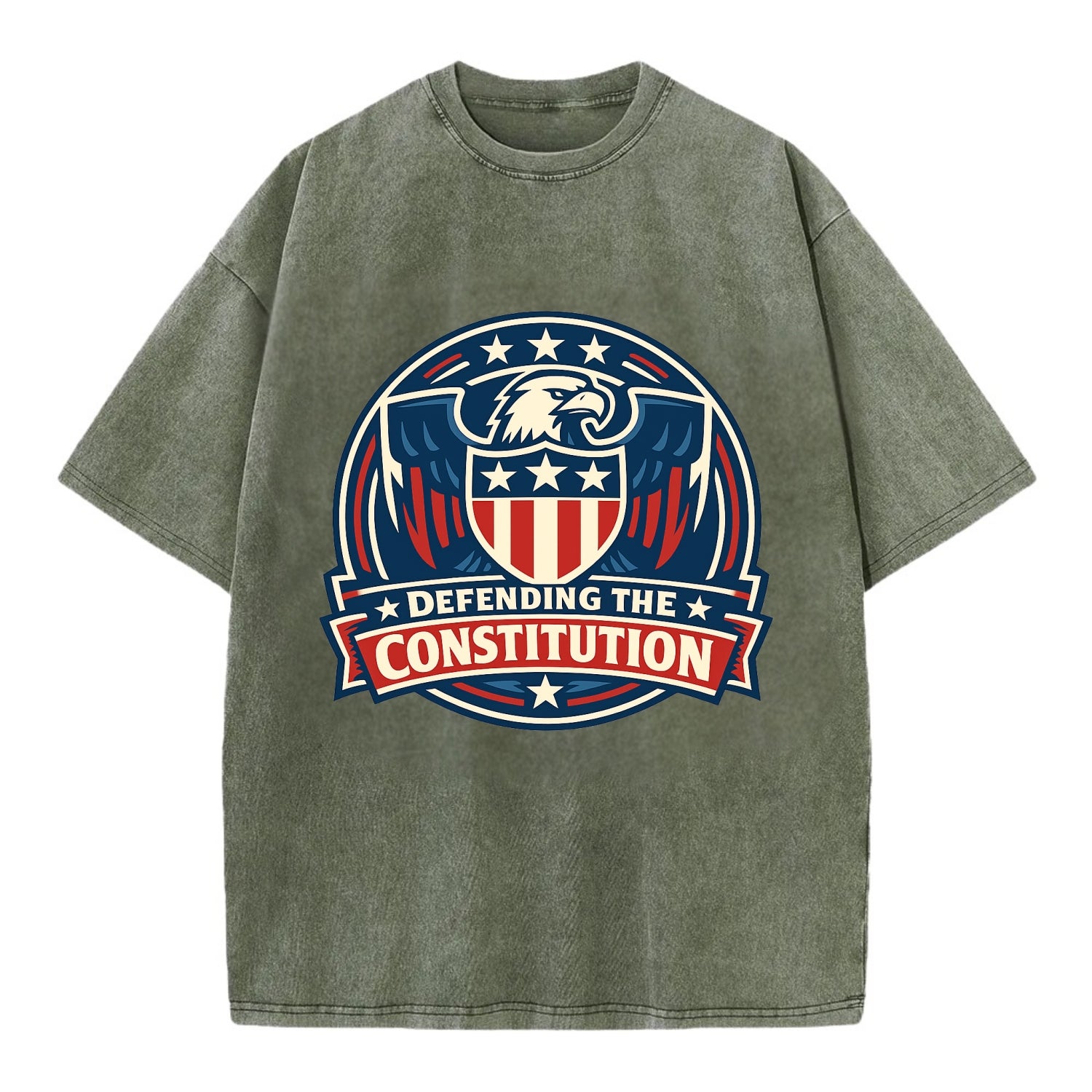 Defend Constitution - Vintage T-shirt - Army Green