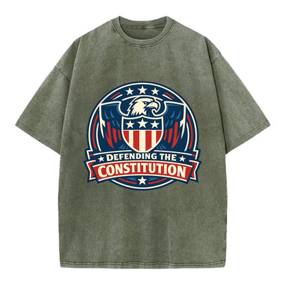 Defend Constitution - Vintage T-shirt - Army Green