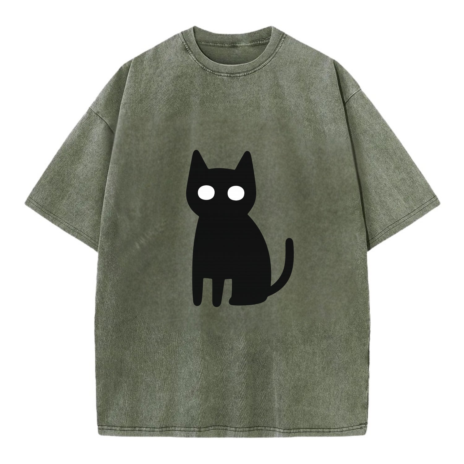 YOU MUST EMBRACE THE VOID | Black cat st - Vintage T-shirt - Army Green
