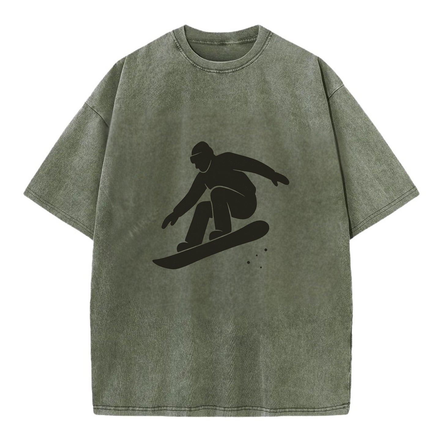 Snowboarder catching air off a jump - Vintage T-shirt - Army Green