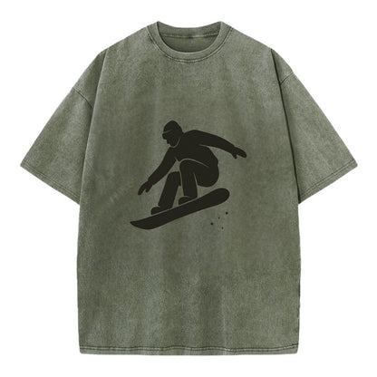 Snowboarder catching air off a jump - Vintage T-shirt - Army Green