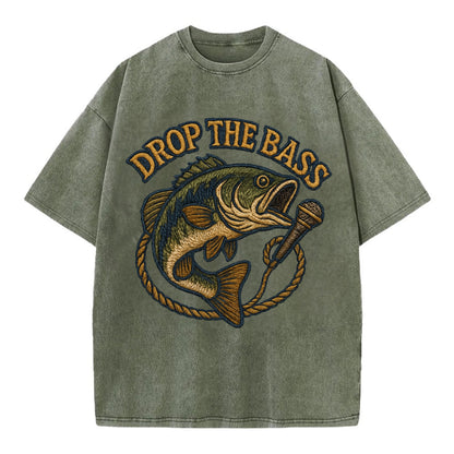 Drop The Bass  - Vintage T-shirt - Army Green