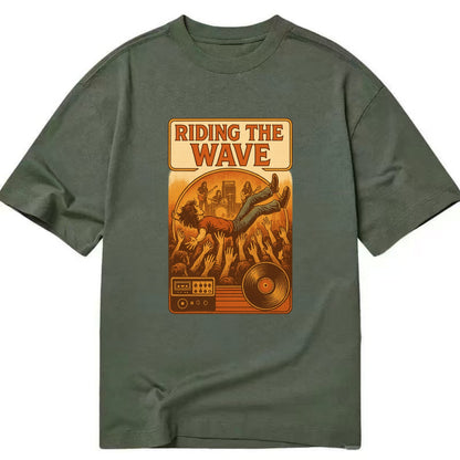 Crowd surfing at packed concert - "Riding the Wave" - concert energy - Classic T-shirt - Army Green