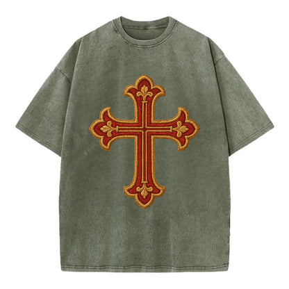 Armenian Cross - Vintage T-shirt - Army Green
