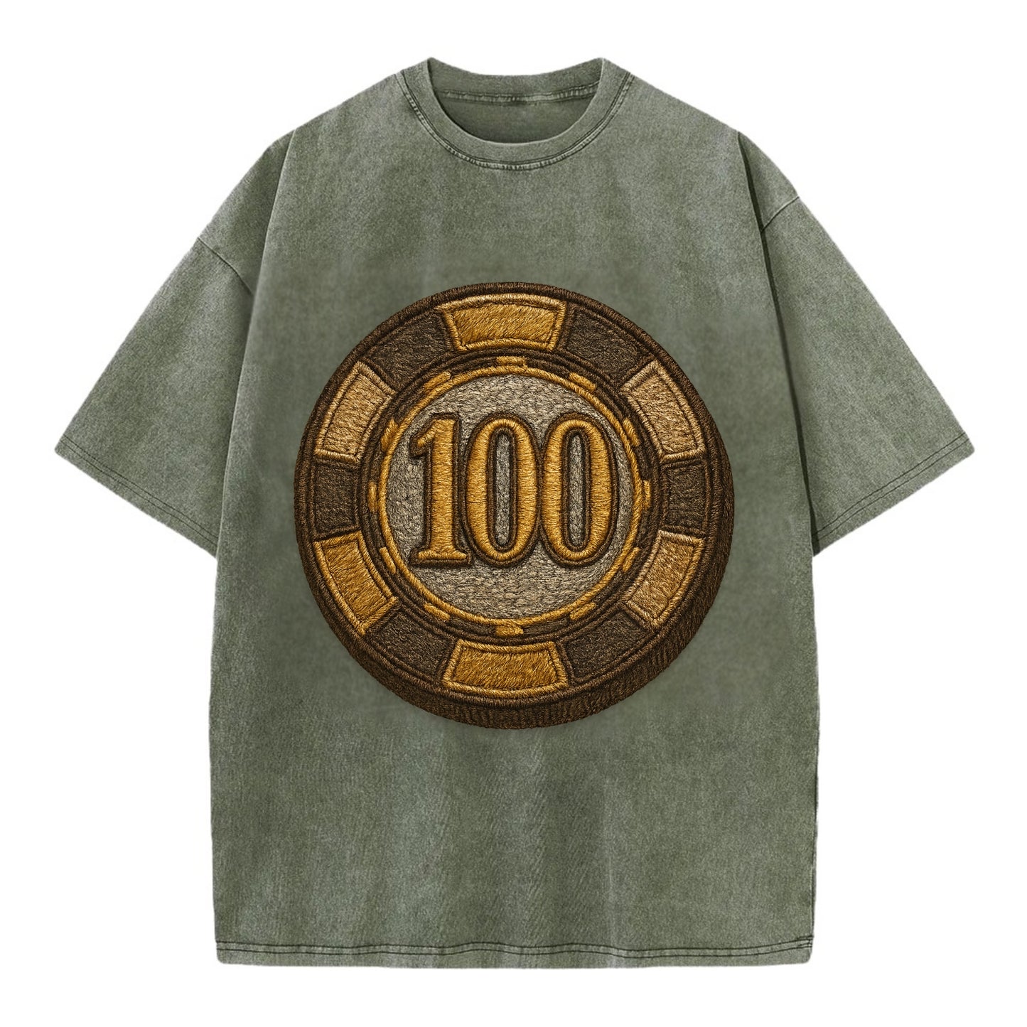 Poker Chip  - Vintage T-shirt - Army Green