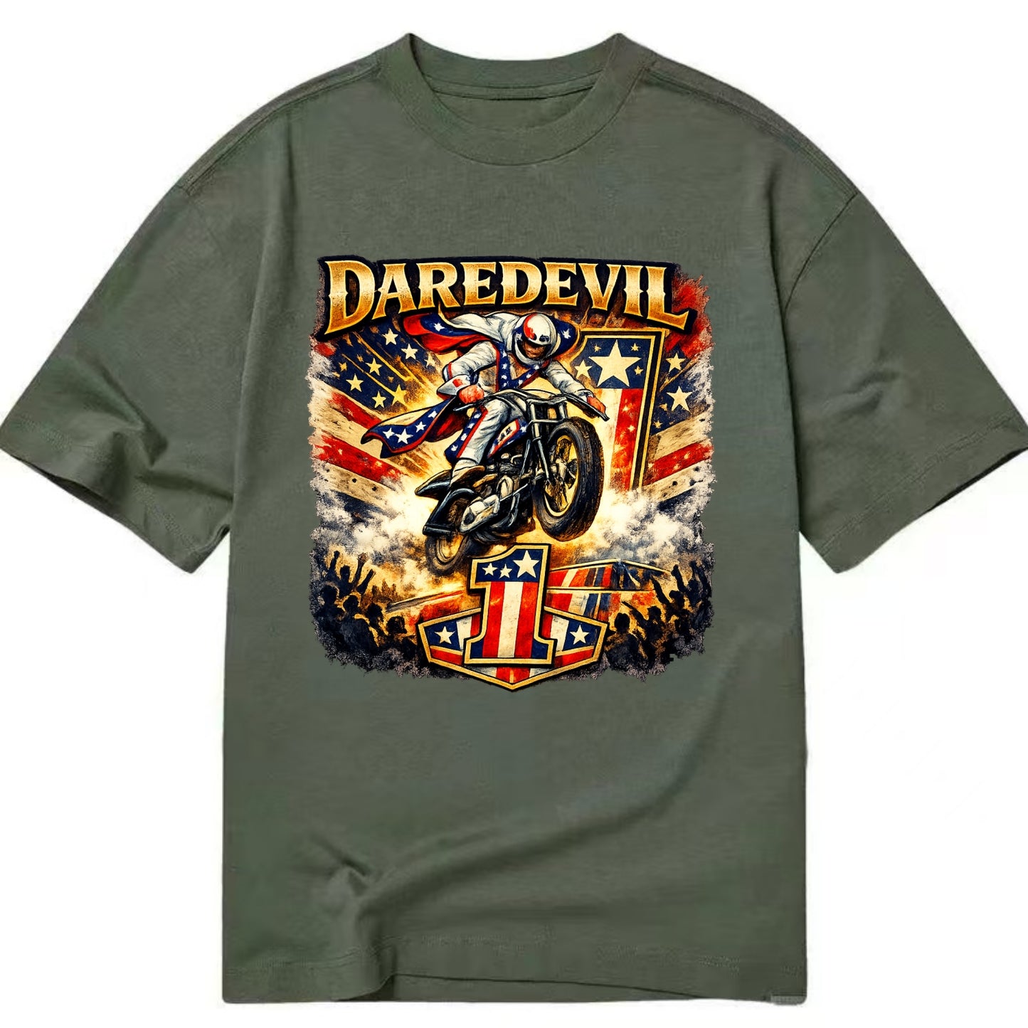 Daredevil Stunt Rider - Classic T-shirt - Army Green