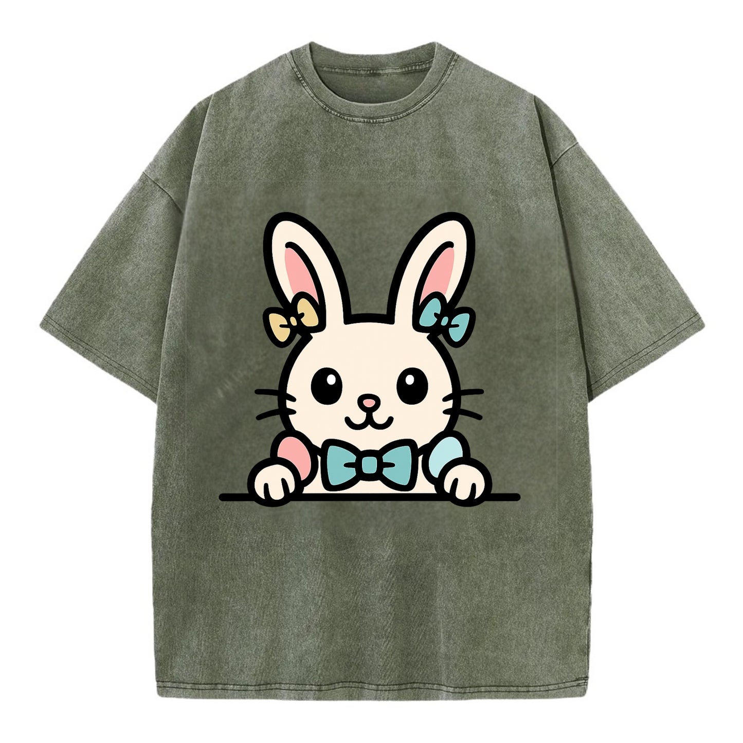 Easter Bunny  - Vintage T-shirt - Army Green