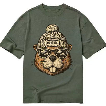 Montreal Beaver wearing Montreal beanie - Classic T-shirt - Army Green