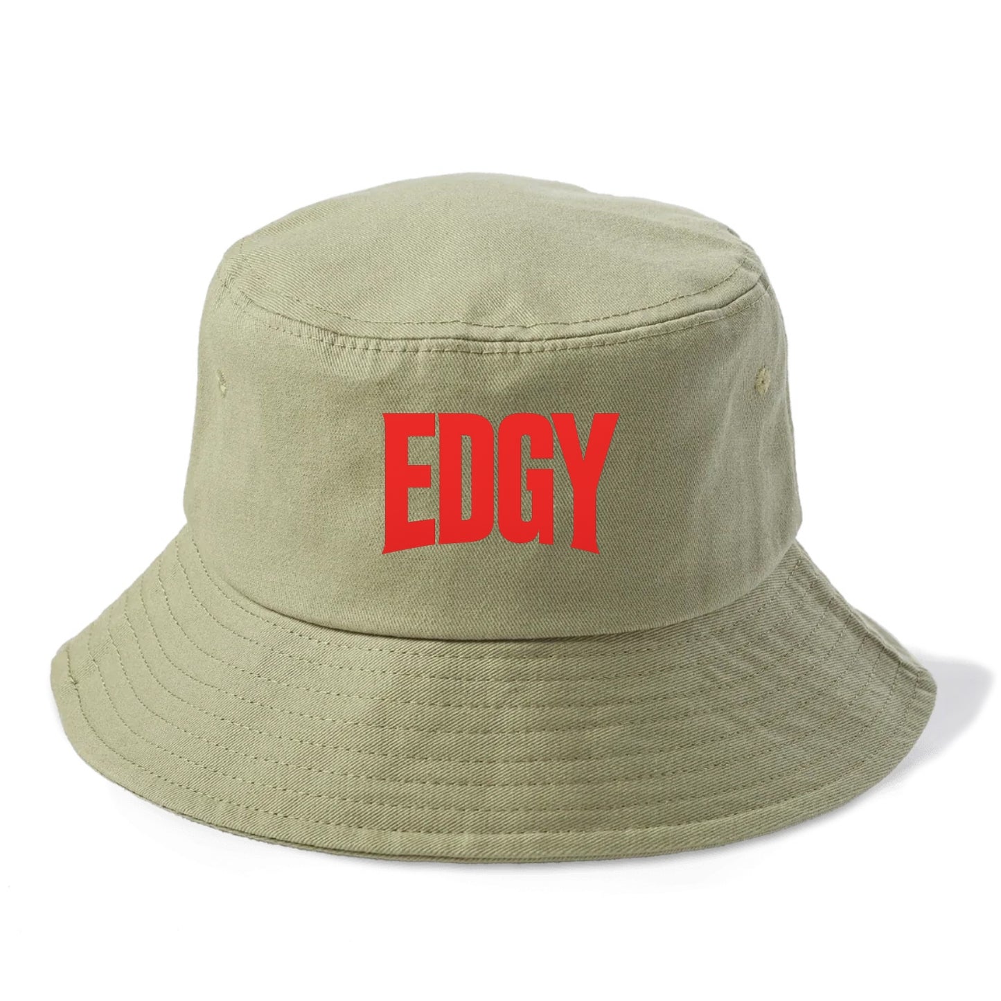 Bold typography design - "EDGY" - pushing boundaries, unconventional - Bucket Hat - Army Green
